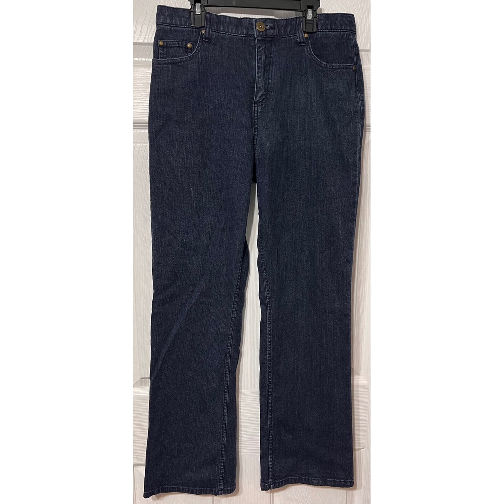 Denim & Co Womens Dark Wash Straight Leg Jeans Tummy Control Indigo Sz 8 (30x30)